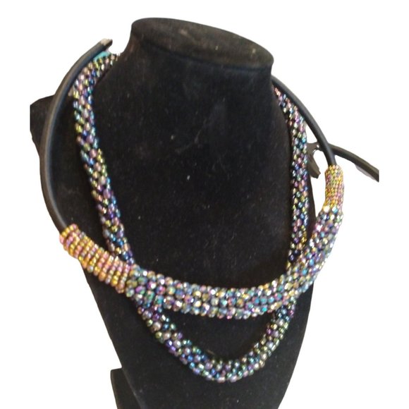 2 Similar Blue - Purple Iridescent Necklaces - Picture 1 of 7